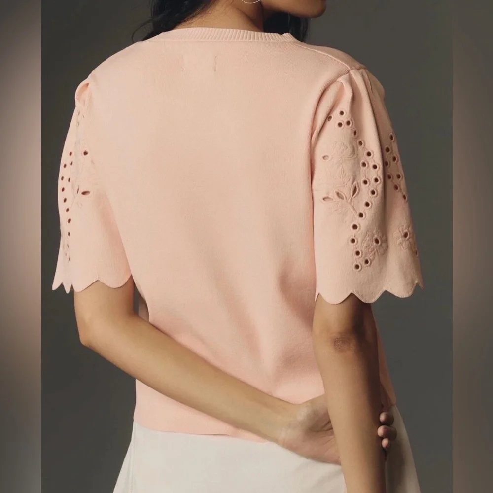 Anthropologie Maeve NWT Scalloped Twofer Sweater Tee - Picture 2 of 8
